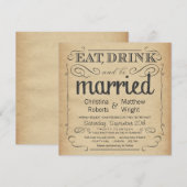 Uitnodigingen voor Rustige Vintage Parchment Weddi (Voorkant / Achterkant)