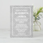 Uitnodigingen voor Rustige White Damask Wedding (Staand voorkant)