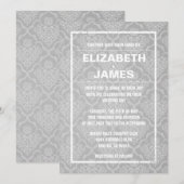 Uitnodigingen voor Rustige White Damask Wedding (Voorkant / Achterkant)