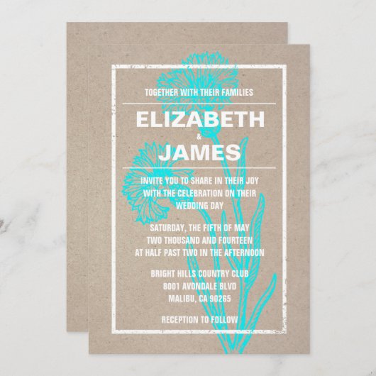 Uitnodigingen voor  Rustische informele weddenscha (Voorkant / Achterkant)