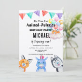 Uitnodigingen voor Safari Party - Alle dieren bell (Staand voorkant)