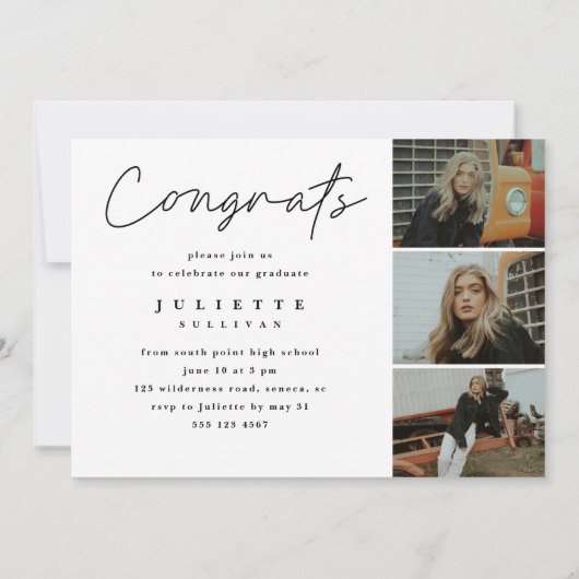 Uitnodigingen voor scriptfotocollage-graduatie (Achterkant)