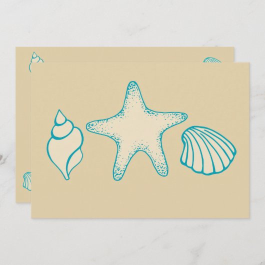 Uitnodigingen voor Seashell Beach (Voorkant / Achterkant)