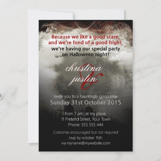 Uitnodigingen voor Sepia Maan Kerkhof Droom Hallow (Achterkant)