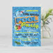 Uitnodigingen voor Shark Pool Birthday Party (Staand voorkant)