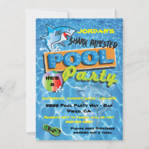 Uitnodigingen voor Shark Pool Birthday Party