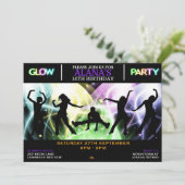 Uitnodigingen voor silhouetdansers Glow Party (Staand voorkant)