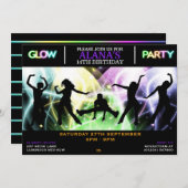 Uitnodigingen voor silhouetdansers Glow Party (Voorkant / Achterkant)