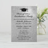 Uitnodigingen voor Silver Glitter-graduatoren (Staand voorkant)