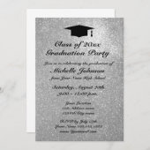 Uitnodigingen voor Silver Glitter-graduatoren (Voorkant / Achterkant)