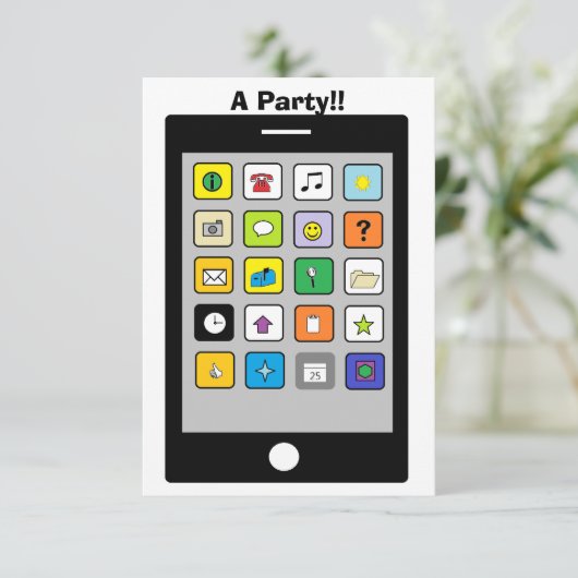 Uitnodigingen voor "Smart Phone" Party (Staand voorkant)