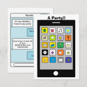 Uitnodigingen voor "Smart Phone" Party (Voorkant / Achterkant)