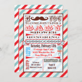 Uitnodigingen voor snor babyshower (Voorkant / Achterkant)