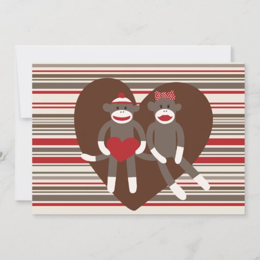 Uitnodigingen voor Sock Monkey Valentijnsdagfeest (Achterkant)