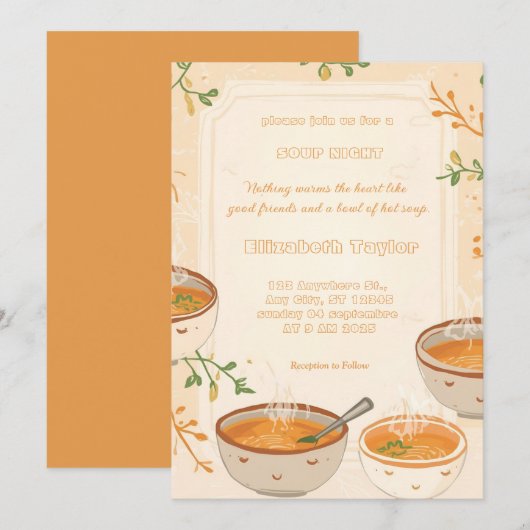 Uitnodigingen voor Soepavond Dinner Party (Voorkant / Achterkant)