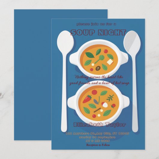Uitnodigingen voor Soepavond Dinner Party (Voorkant / Achterkant)