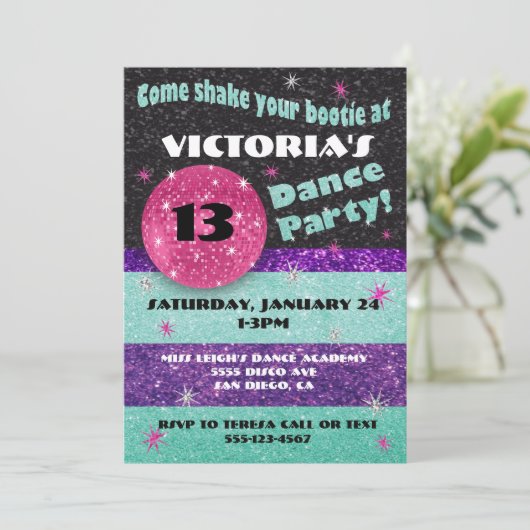 Uitnodigingen voor Sparkle Disco Dance Party (Staand voorkant)