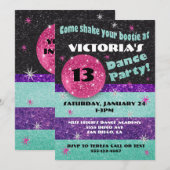 Uitnodigingen voor Sparkle Disco Dance Party (Voorkant / Achterkant)