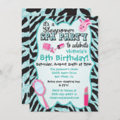 Uitnodigingen voor Sparkle Sleepover Spa Verjaarda (Voorkant / Achterkant)