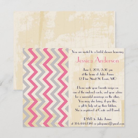 Uitnodigingen voor speciale  bridal-douches (Voorkant / Achterkant)