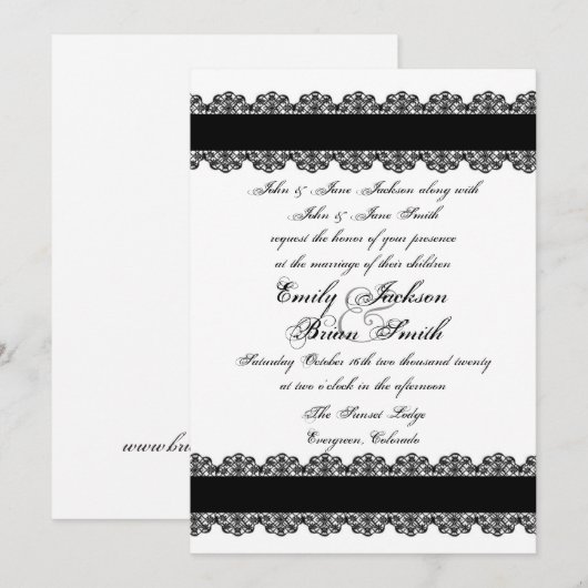 Uitnodigingen voor speciale bruiloft op zwarte kan (Voorkant / Achterkant)