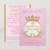 Uitnodigingen voor speciale roze en goudprinses (Voorkant / Achterkant)