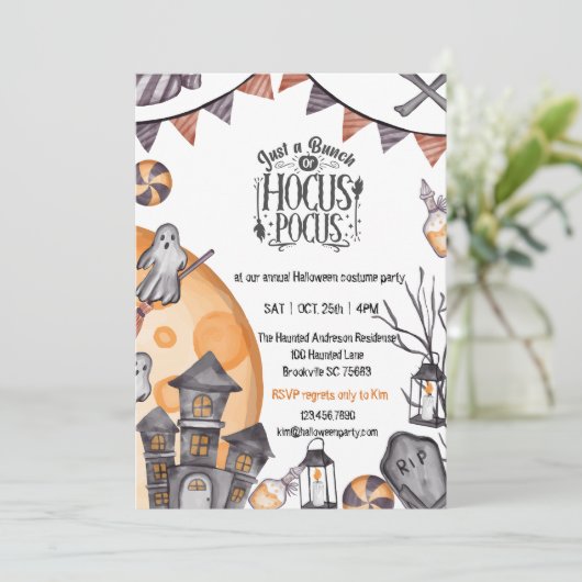 Uitnodigingen voor spookstad Halloween (Staand voorkant)