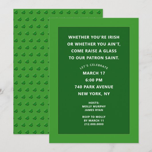 Uitnodigingen voor St. Patrick's Day-feestje (Voorkant / Achterkant)