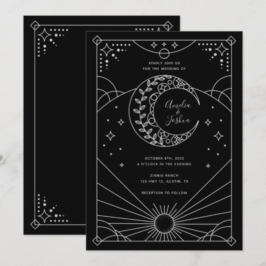 Uitnodigingen voor Stardust Wedding (Voorkant / Achterkant)