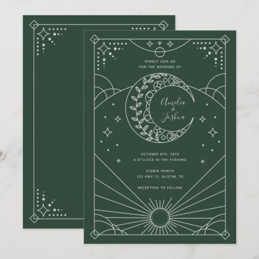 Uitnodigingen voor Stardust Wedding (Voorkant / Achterkant)