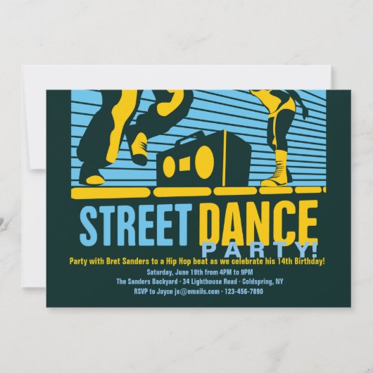 Uitnodigingen voor straatdansfeest (Voorkant)