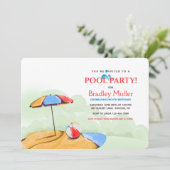 Uitnodigingen voor strand-/zwembadfeest (Staand voorkant)