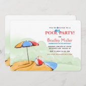 Uitnodigingen voor strand-/zwembadfeestje (Voorkant / Achterkant)
