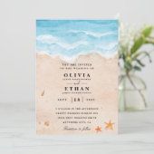Uitnodigingen voor strandbruiloft (Staand voorkant)