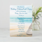 Uitnodigingen voor strandbruiloft repetitie diner (Staand voorkant)