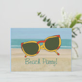 Uitnodigingen voor strandfeesten, zandstranden en  (Staand voorkant)