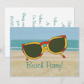 Uitnodigingen voor strandfeesten, zandstranden en  (Voorkant / Achterkant)