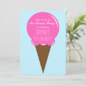 Uitnodigingen voor Strawberry Ice Cream Cone Party (Staand voorkant)