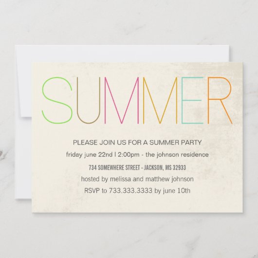 Uitnodigingen voor Summer Bright Summer Party (Voorkant)