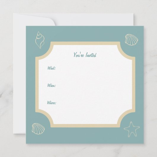 Uitnodigingen voor Summer Seashell Beach Party (Achterkant)