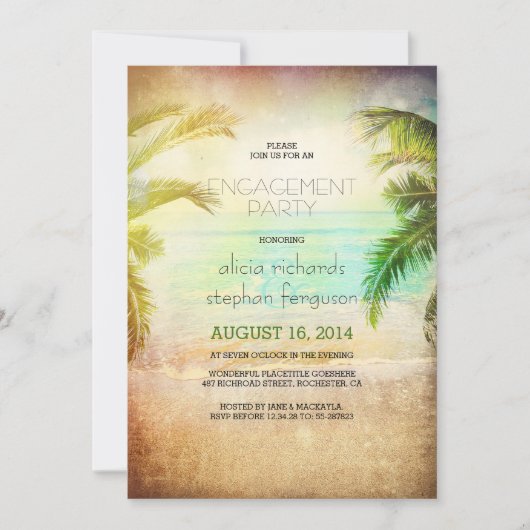Uitnodigingen voor Sunset Beach Engagement Party (Voorkant)