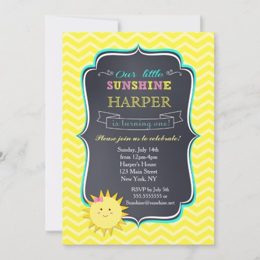 Uitnodigingen voor Sunshine Birthday Party (Voorkant)