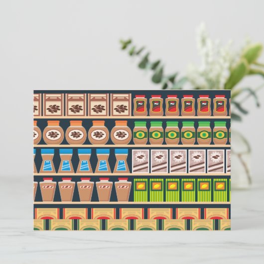 Uitnodigingen voor supermarktschappen (Staand voorkant)