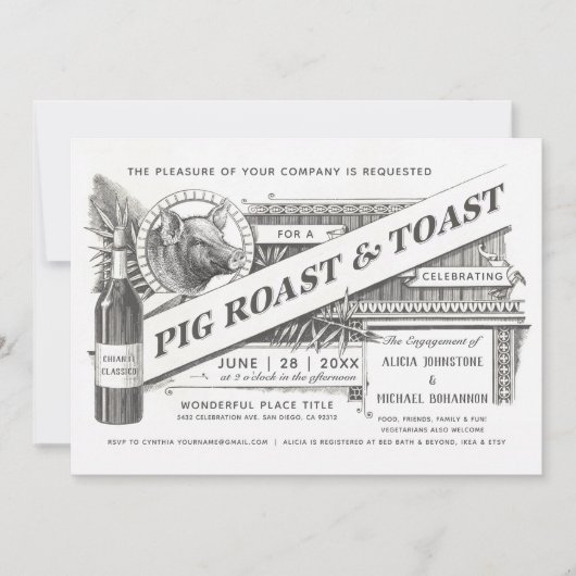 Uitnodigingen voor Supreme Pig Roast & Toast (Voorkant)