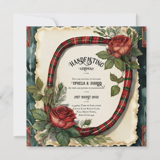 UITNODIGINGEN VOOR TARTAN LINT HANDFASTING CEREMON (Voorkant)