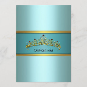 Uitnodigingen voor Teal Blue Princess Quinceanera
