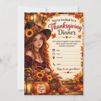 Uitnodigingen voor Thanksgiving-diner & Feestkaart