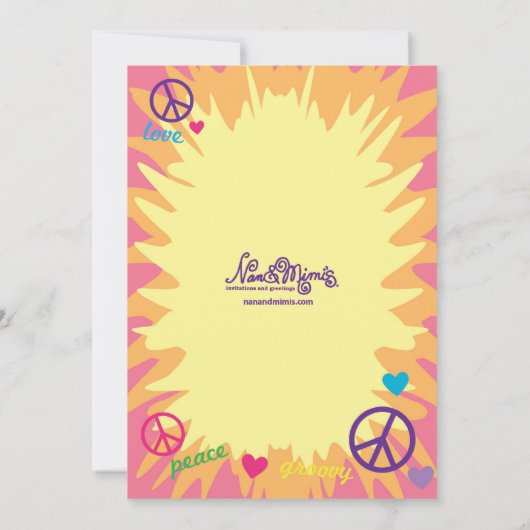 Uitnodigingen voor themafeekamers van Groovy 60 (Achterkant)