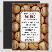 Uitnodigingen voor themagefeestjes bij honkbal (Voorkant / Achterkant)