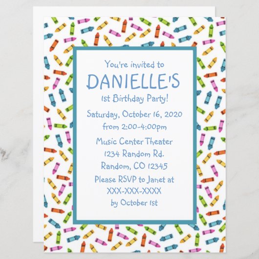 Uitnodigingen voor themagefeestjes met kleurrijke (Voorkant / Achterkant)